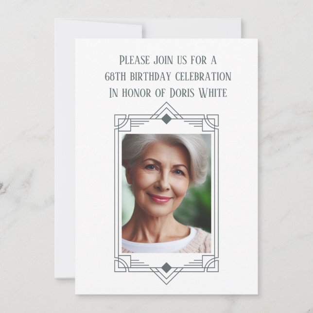 Invitation 68e anniversaire fête cadre photo personnalisé (Devant)
