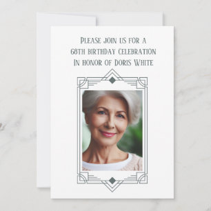 Invitation 68e anniversaire fête cadre photo personnalisé