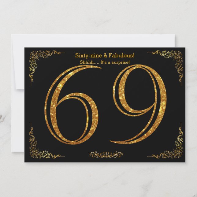 Invitation 69e fête d'anniversaire, styl Gatsby, parties scin (Devant)