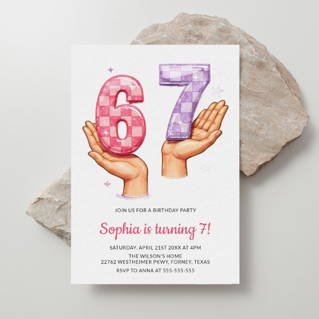 Invitation 6 7 Mème Anniversaire Branché Six Sept Ans (Créateur téléchargé)
