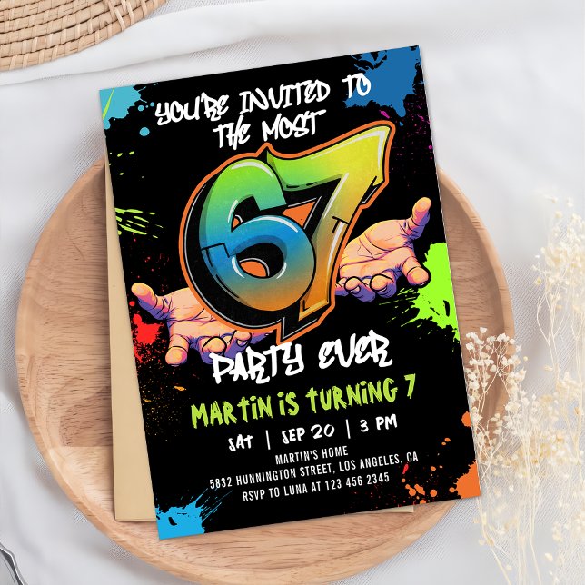 Invitation 6 7 Meme Graffiti Six Seven Anniversaire (Créateur téléchargé)
