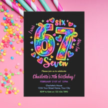6 7 Six Seven Mème Néon Arc-en-ciel Fille Annivers