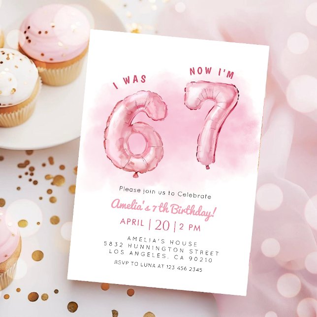 Invitation 6 7 Tendance de Mème Fille Anniversaire Six Sept  (Créateur téléchargé)