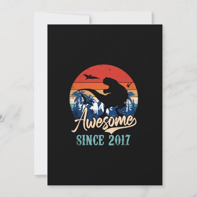 Invitation 6 Ancien garçon Awesome 2017 6e anniversaire Dinos (Devant)