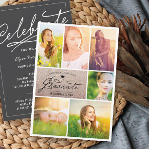 Invitation 6 Photo Collage Parties scintillant bronze fête de