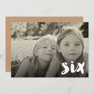 Invitation 6e anniversaire garçons filles nombre six superpos