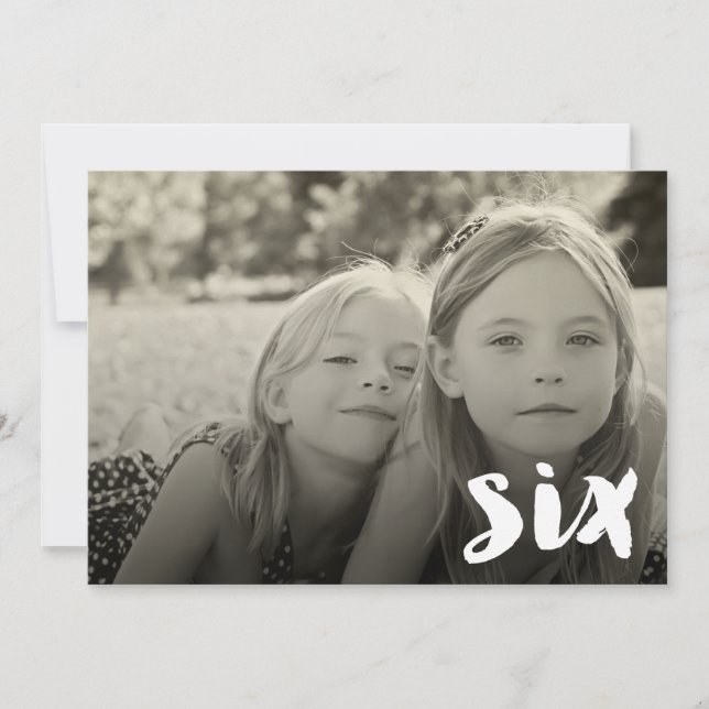 Invitation 6e anniversaire garçons filles nombre six superpos (Devant)