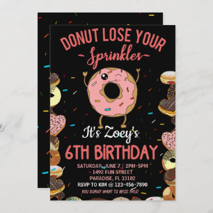 Invitation 6e anniversaire Thème Donut Sixième Anniversaire C