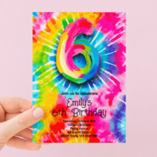 Invitation 6e Anniversaire Tie Dye