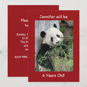 Invitation 6e fête d'anniversaire, nom, mignonne géante Panda