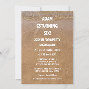 Invitation 6th Birthday Party Ocean Sandy Beach Custom Age