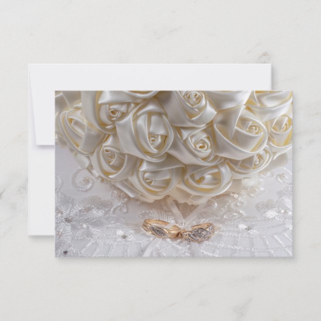 Invitation 7060-Bouquet de Mariée avec Anneaux de Mariage (Devant)