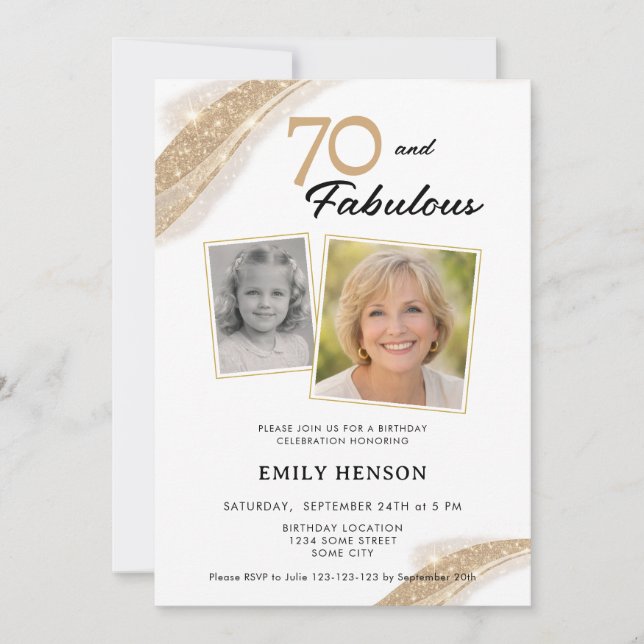 Invitation 70 and Fabulous Gold 2 Photo Birthday (Devant)