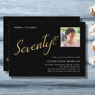 Invitation 70 ans Black Gold 70th Birthday Photo