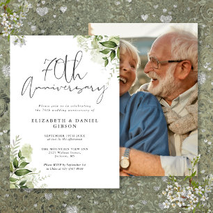 Invitation 70 ans de mariage verdure florale