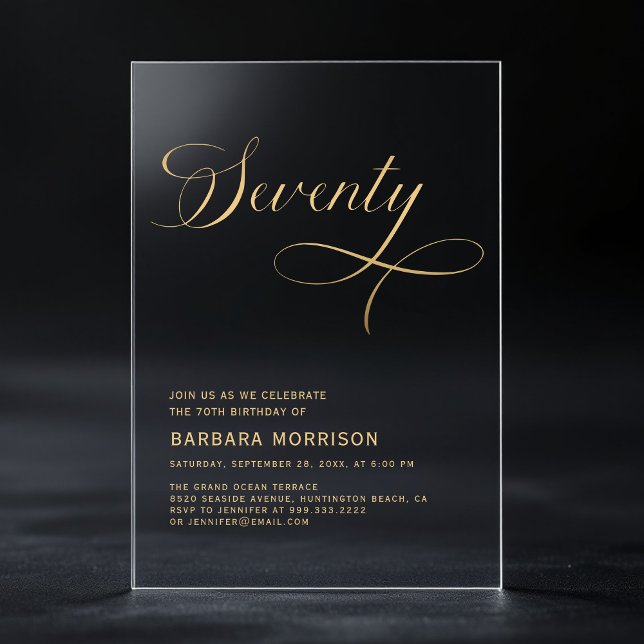 Invitation 70 ans Elegant Script Soixante-dix Noir (Créateur téléchargé)