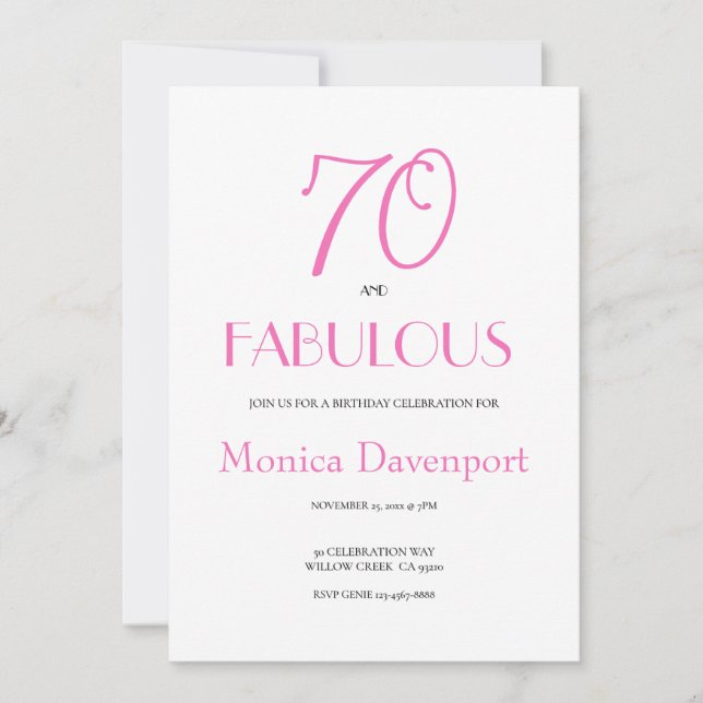 Invitation 70 ans et Fabuleux 70e anniversaire  (Devant)