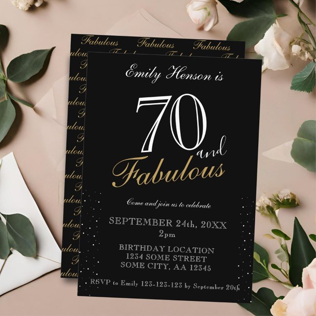 Invitation 70 ans et Fabuleux Élégant écriture Anniversaire  (Créateur téléchargé)