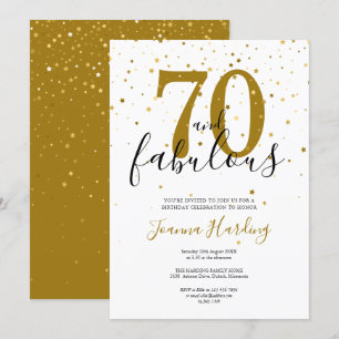 Invitation 70 ans et Fabuleux Élégant Or et Noir Anniversaire