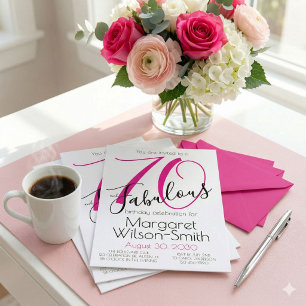 Invitation 70 ans et Fabuleux Élégant Rose Noir 70e Anniversa