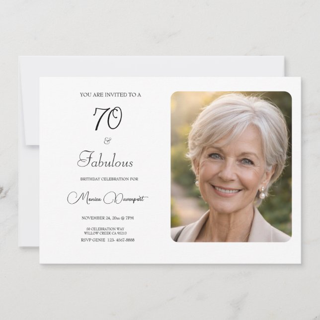 Invitation 70 ans et Fabuleux  Photo Fête d'anniversaire de 7 (Devant)