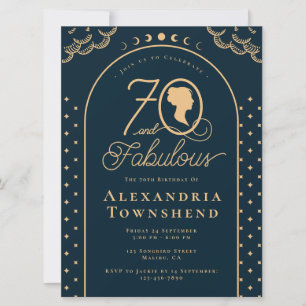 Invitation 70 ans et Fabuleux Vintage Bleu Or 70e Anniversair