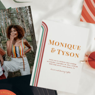 Invitation 70 ans rétro Dusty Rose Terra Cotta Mariage