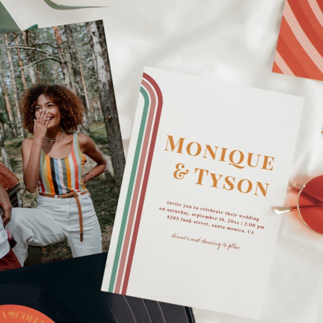 Invitation 70 ans rétro | Dusty Rose Terra Cotta Mariage (Créateur téléchargé)