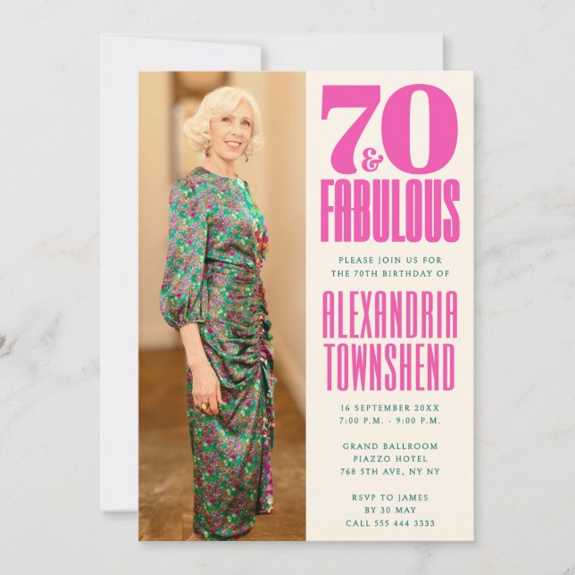 Invitation 70 & Chic Fabuleux Photo Verticale 70e Anniversair (Devant)