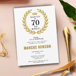 Invitation 70 et alors Couronne de Laurier Drôle 70e Annivers