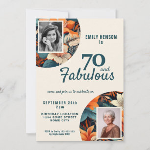 Invitation 70 et Fabulous Flower Motif 2 Photo Anniversaire