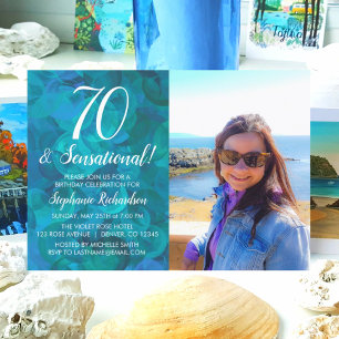 Invitation 70 et Sensational Ocean Blue Photo Anniversaire