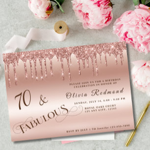 Invitation 70 Fabuleux Rose Gold Parties scintillant fête d'a