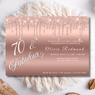 Invitation 70 Fabuleux Rose Gold Parties scintillant fête d'a