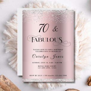 Invitation 70 Fabuleux Rose Parties scintillant or Diamond An