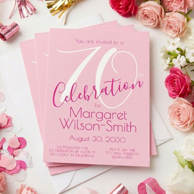 Invitation 70 Fête Rose 70e Fête d'Anniversaire (Créateur téléchargé)