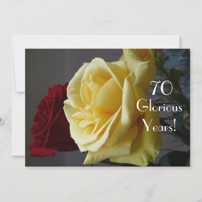 Invitation 70 Glorious Years!-Anniversaire/Deux Roses-avec de (Devant)