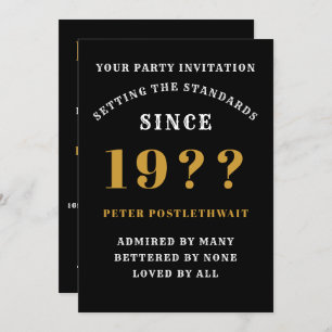 Invitation 70e Anniversaire Ajouter Nom Année Noir Or Pour Lu