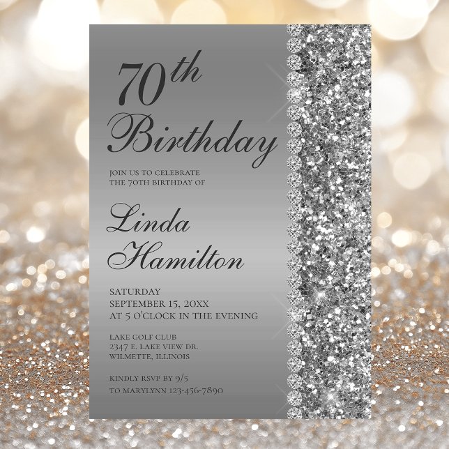 Invitation 70e anniversaire argent élégant (Créateur téléchargé)