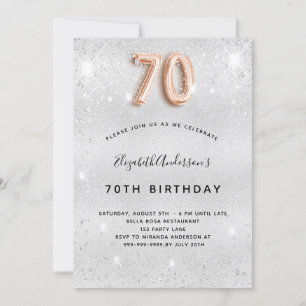 Invitation 70e anniversaire argent rose éclat or