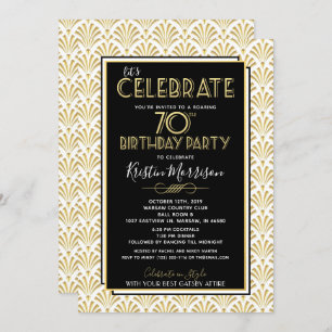Invitation 70e anniversaire Art Déco Gatsby Roaring 20s Anniv