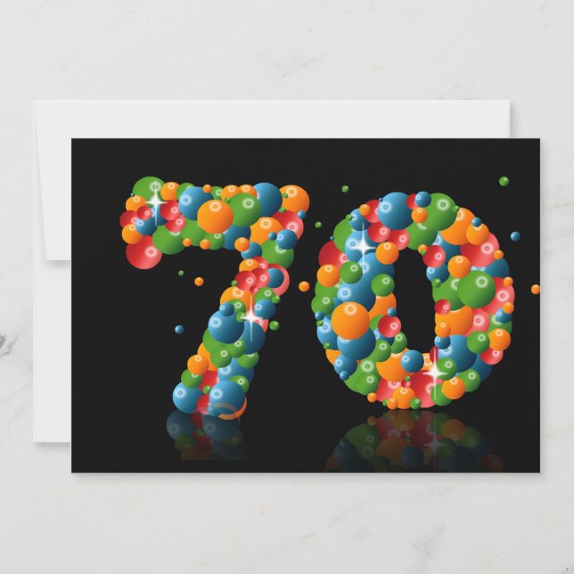 Invitation 70e anniversaire, avec bulles et balles (Devant)