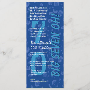 Invitation 70e anniversaire Big Six Oh Blue Confetti W364