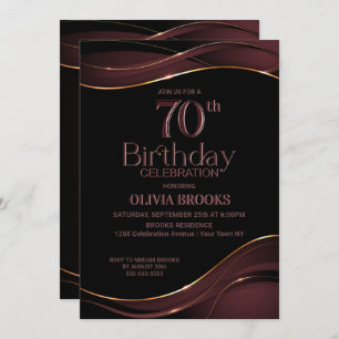 Invitation 70e anniversaire Black Dusty Pink Party