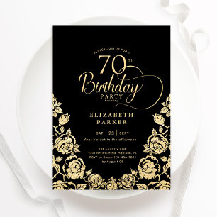 Invitation 70e anniversaire Black Gold Roses