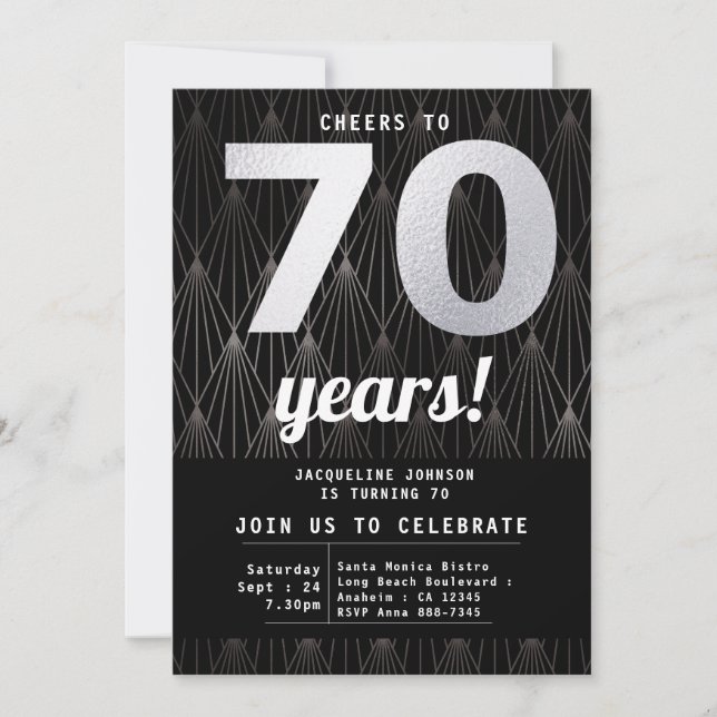 Invitation 70e anniversaire Black Silver Party (Devant)