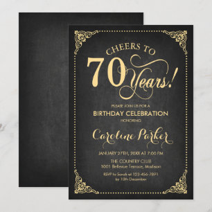 Invitation 70e anniversaire - Chalkboard Gold