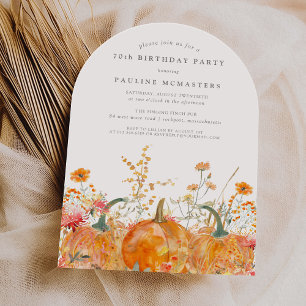 Invitation 70e anniversaire Citrouille Fleur sauvage automne 