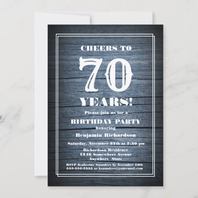Invitation 70e anniversaire Country Wood Party (Devant)