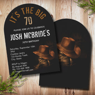 Invitation 70e anniversaire Cowboy Casquette Bottes Masculine